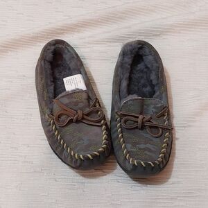 L.L. Bean Kids Camouflage Slippers with Brown Accents